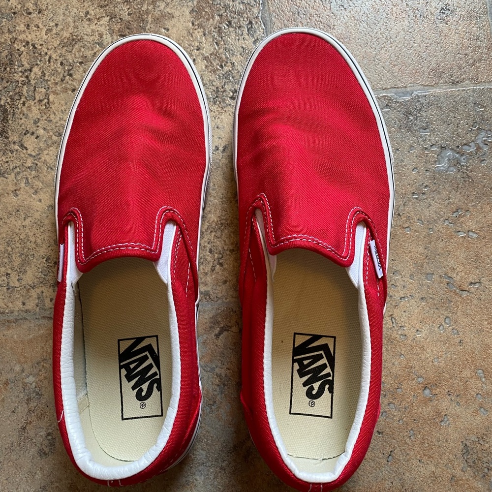 womens red slip on vans